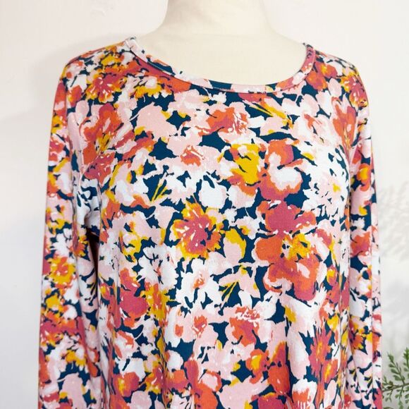 LANDS’ END dress | floral casual knit | bright | long sleeves | knee length | me - Picture 2 of 8